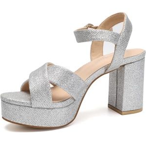 Acaine Silver Platform Sandals - Like New